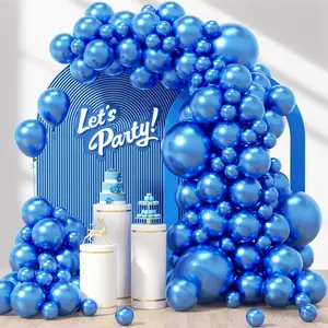 120Pcs Metallic Blue Balloons, 18 12 10 5 Inch Metallic Blue Balloons Different Sizes Blue Balloon Arch Kit For Graduation Baby Shower Wedding Birthday Party Decorations