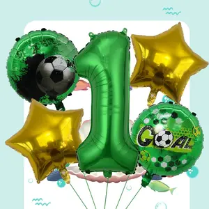 Soccer Star & Number Foil Balloons Kit, Assorted Colors for Boys Birthday, Sports Theme Party, Football Matches, Family Gatherings