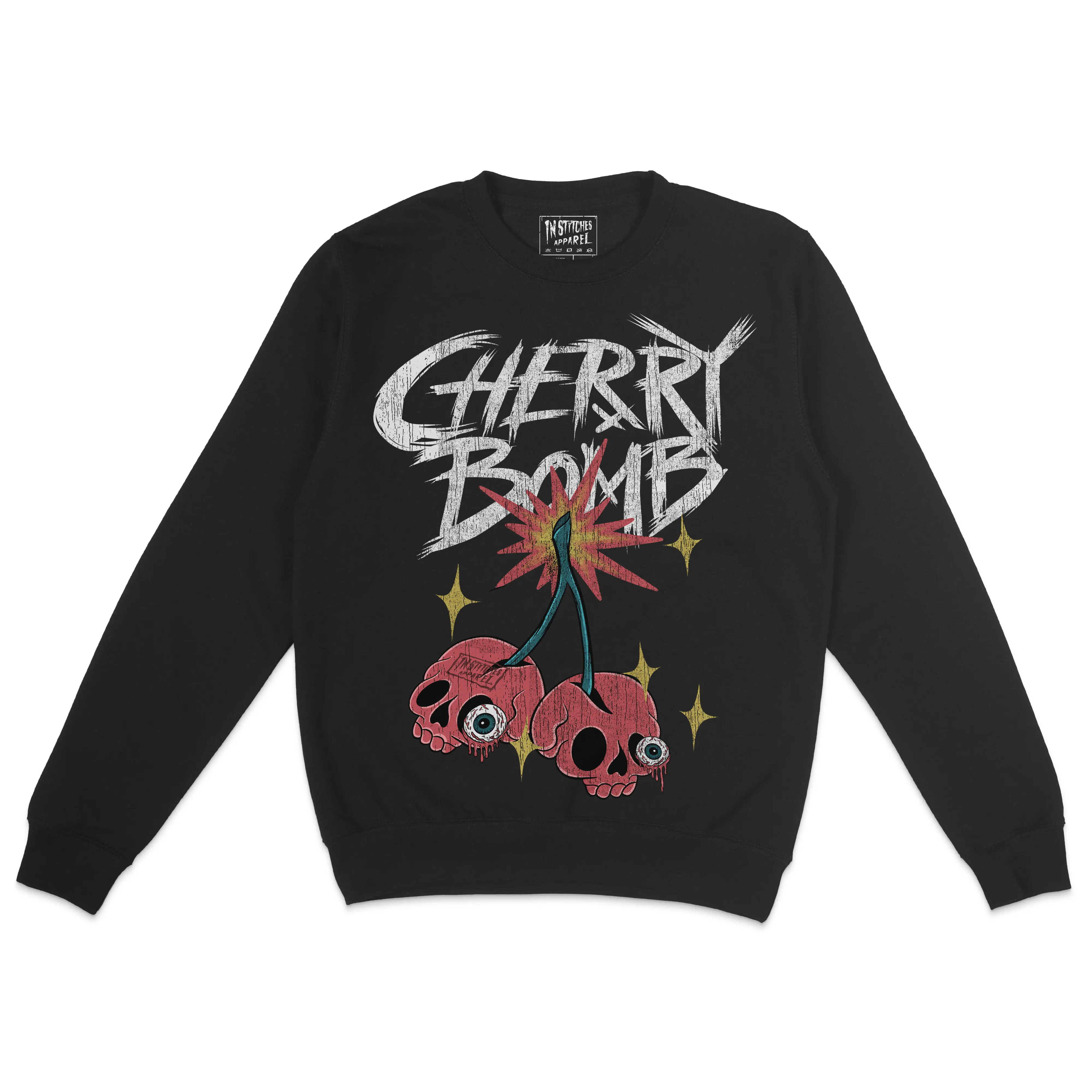 Fleece Crewneck Sweatshirt - Cherry Bomb, Humor, Dark Comedy, Alt Fashion, Alternative Motivational Gift