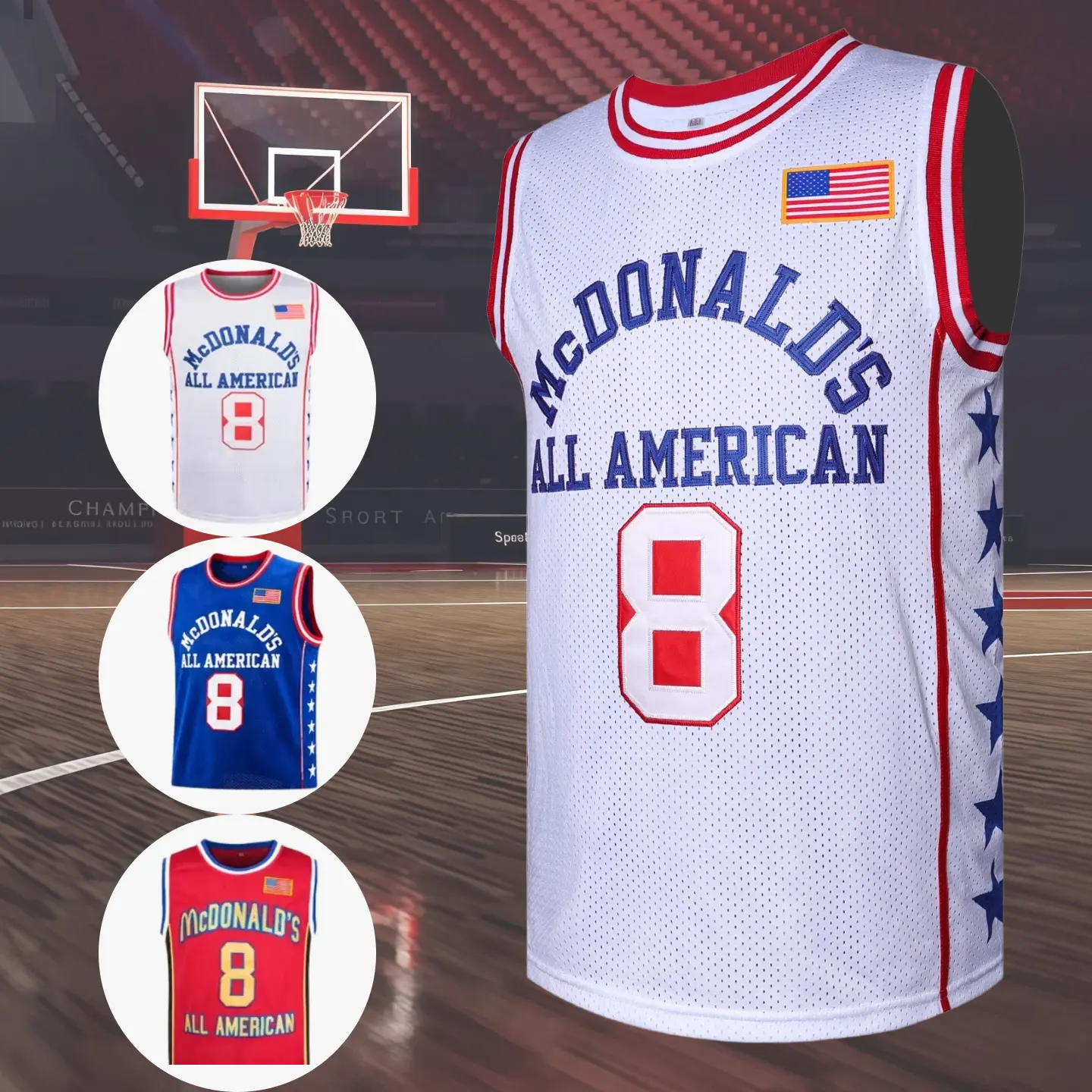 Men's Kobe Bryant & Letter Print Basketball Jersey, Star Jerseys, Loose Casual Breathable Sleeveless V Neck American Flag Basketball Vest, Basketball Jerseys for Men, Breathable Sports Jersey