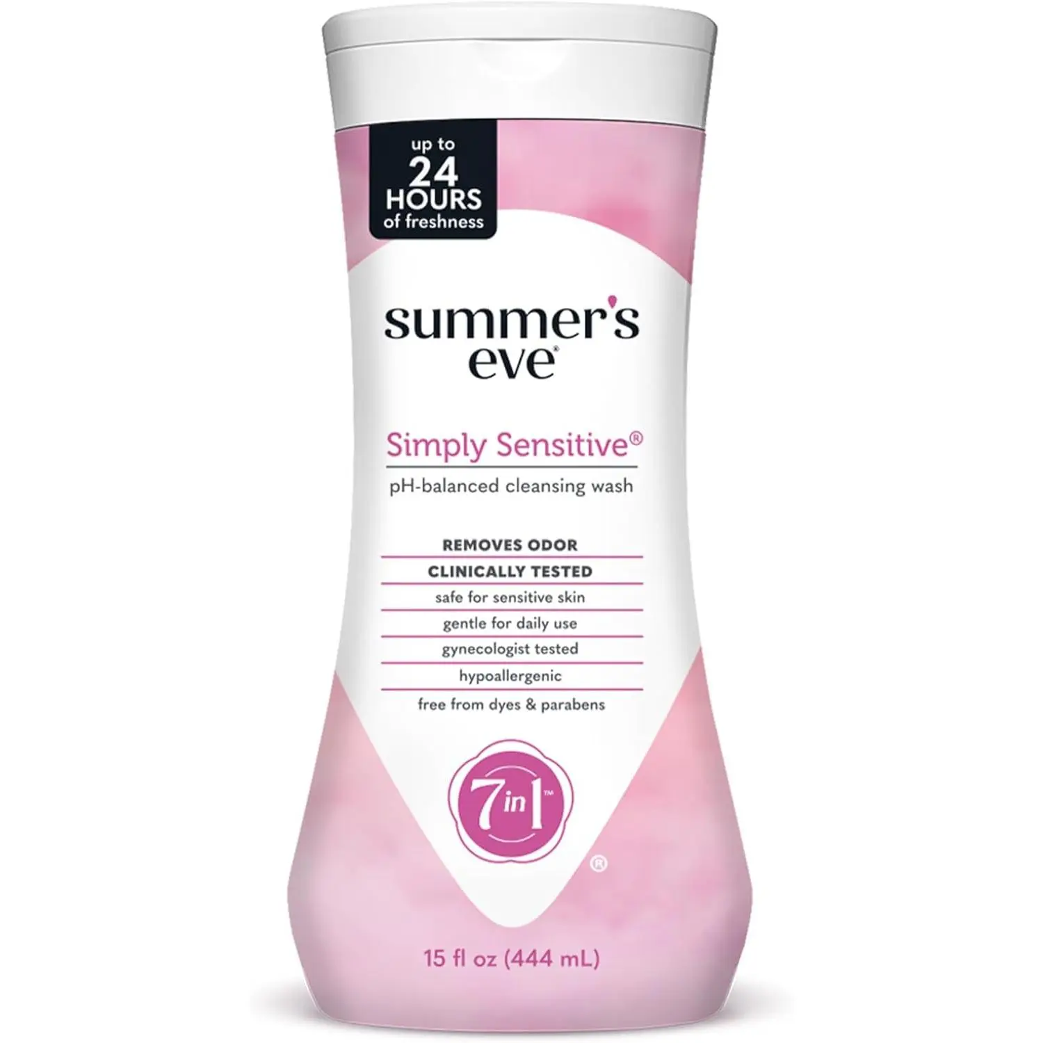 Summer's Eve Simply Sensitive Floral Feminine Wash - Fragrance-Free, Paraben-Free, pH-Balanced Gentle Cleanser, Anti-Odor Antibacterial, Moisture-Rich, 15 Fl Oz for Women's Intimate Daily Care, Cleansing