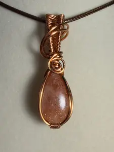 Sandstone copper wire-wrapped pendant