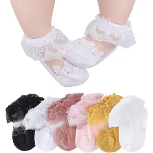Z-CPA6  Baby Toddler Girls Princess Cotton Frilly Socks Lace Ruffle Pack of 4/5/6 Thin Mesh Summer for Dress