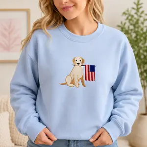 Embroidered 4th of July Dog Sweatshirt, Dog Lover Gift, Patriotic Sweatshirt, USA Flag Sweatshirt