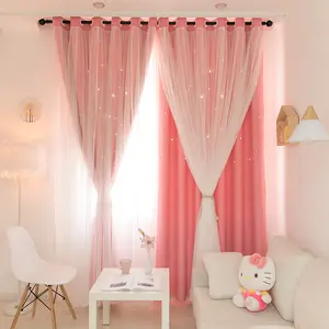 Embroidered Double Layer Curtain, 1 Count Modern Simple Window Curtain, Home Decorative Curtain for Living Room Bedroom Study Room, Home Decoration Curtain
