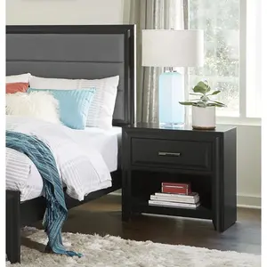 Modern Style Storage Cubby Nightstand w drawer 1pc Espresso Finish Wooden Bedroom Furniture Home