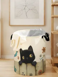 Cat Print Laundry Basket with Handles, Durable Washable Collapsible Storage Bin for Toys and Clothes, Clothes Baskets, Large Capacity Home Organizer, Laundry Hamper