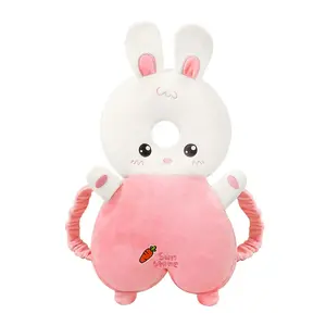 Unisex Baby Head Protection Backpack with Adjustable Straps, Crystal Velvet Impact Cushioning, Customizable Size Animal Print Playful Look Safety Pad for Baby Travel Gear (Pink Rabbit)