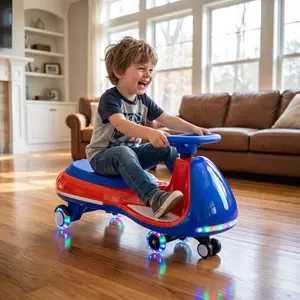 12V Kids Ride On Wiggler Car, Electric Pedal Twist Car for Toddlers with Bluetooth Music, LED Lights, Wide Auxiliary Wheels Triangle Stability Car Ages 3 to 8,wiggler ideon car,Tricycle,Rechargeable,Wiggle Car,with Bell,Car with Pedal