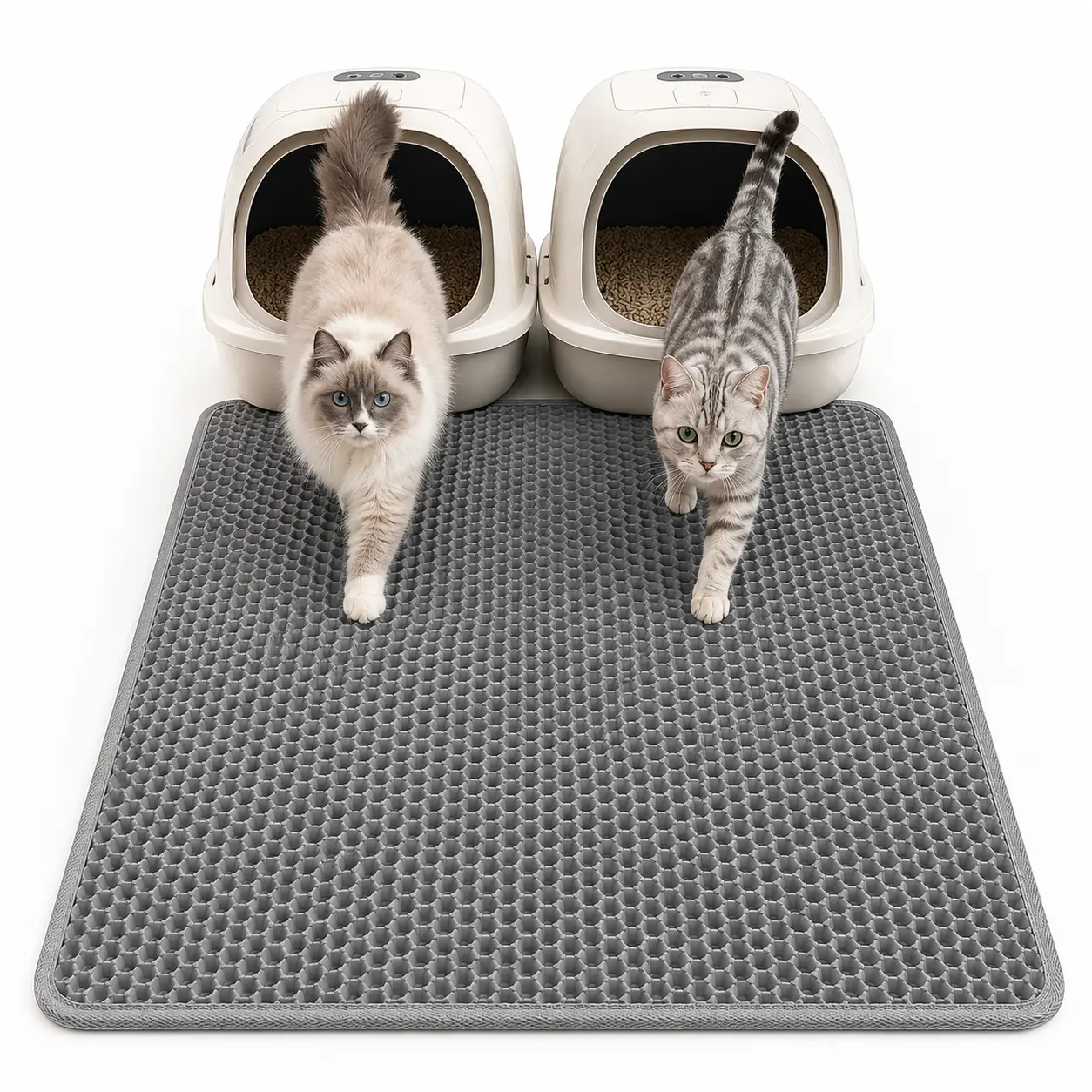 Cat Litter Mat - Ultra-Large Litter Box Mat with Double Layers, Urine-Proof and Non-Slip Litter Trapping Mat, Easy to Clean Kitty Litter Mats for Floor, Scatter Control, Grey Cleaner Environment Easy Cleaning campingessentials