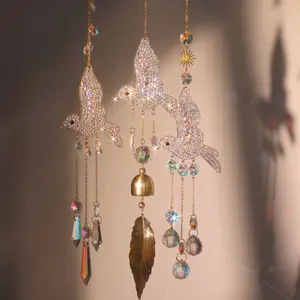 [Star Crystal] Art Suncatchers Kit, 1pc shinning diamond Hummingbird Crystal Sun Catcher Rainbow Maker Wind Chimes for Home Decor and Garden Decorations Robin Bird Gifts