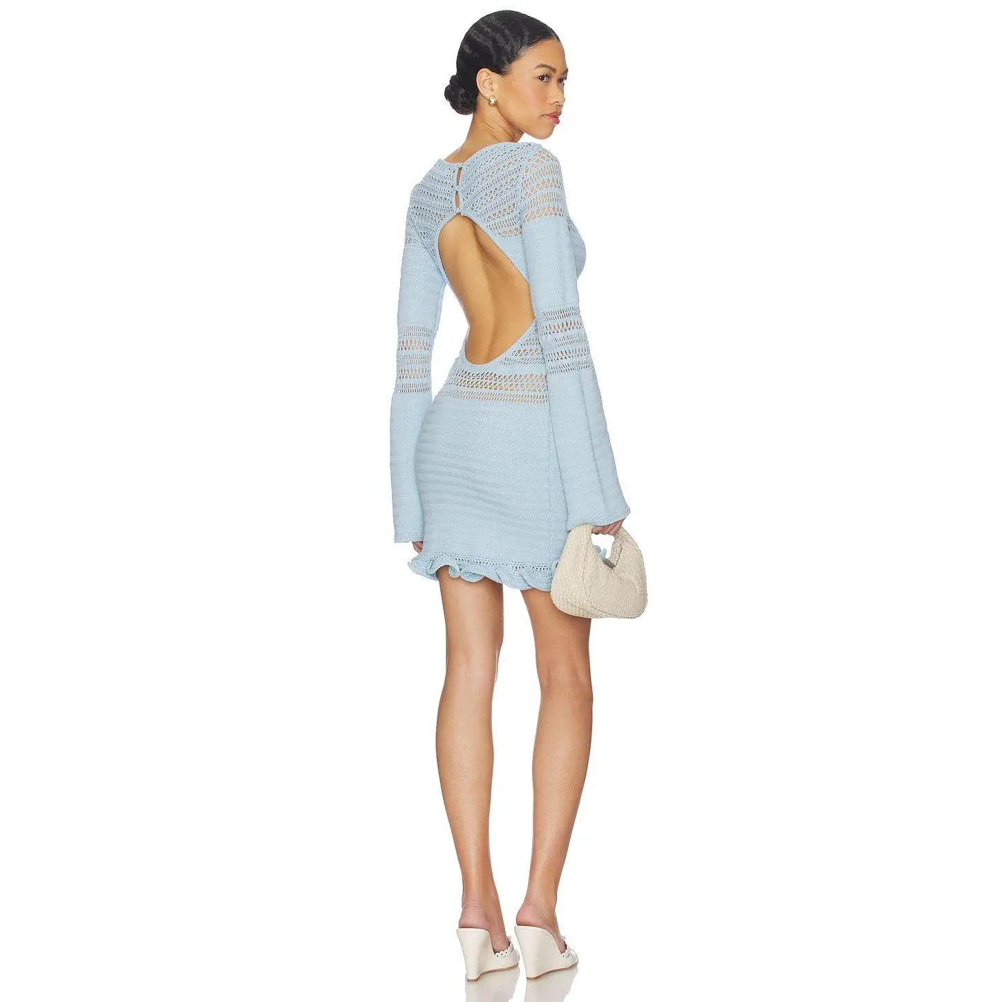 Lovers and Friends Alina Pointelle Mini Dress in Blue