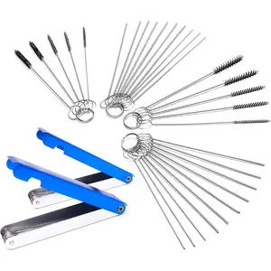 Set of 4 Carburetor Carbon Dirt Jet Remove Cleaner 26 Cleaning Wires 20 Cleaning Needles 10 Nylon Brushes Tool Kit for Motorcycle ATV Moped Welder Carb Chainsaw Spray Guns Torch Tips