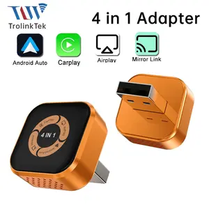 2026 New 4-In-1 Portable Wireless Carplay Adapter, Screen Mirroring for iPhone & Android, Supports Airplay & Mirror Link, Plug-And-Play