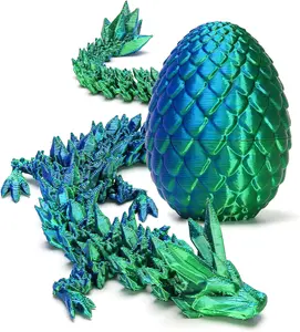 3D Printed Dragon Easter Basket Stuffers Surprise Egg,Articulated Crystal Dragon in Egg,Executive Dragon Fidget Desk Toys,Christmas Decorative Easter Egg Fillers Gifts for Boys Kids (Green)