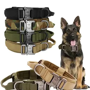 Durable Tactical Dog Collar Nylon, Quick Release Buckle, Comfortable Padding, Suitable for Medium to Large Dogs
