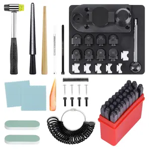 Complete Ring Bending Tool Kit with A-Z Letter Stamps - Jewelry Forming & Stamping Set with Dies, Mandrel & Hammer