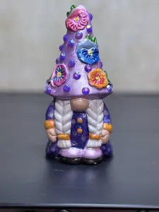 Vintage Boho Gemstone Gnome, Hand Painted One-of-a-Kind Collectible Floral Decor