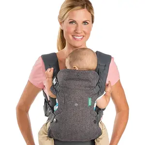 Hands-Free Baby Wrap Carrier, Flip 4-in-1 Advanced Carrier, Convertible Face in or Out or Front, Ergonomic, Breathable Carrier, Travel with Baby Easily, Relieve Fatigue, Newborns and Older Babies, Maximum Load Bearing 32 lbs