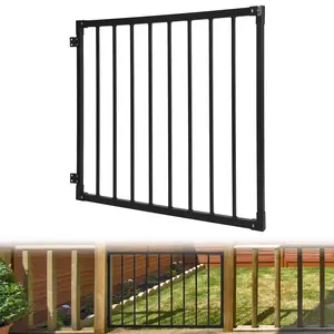 Deck Fence Gate,  Metal Gate with Hinges & Latch, Entry Way Steel Door for Yard, Porch, Stairs, Garden