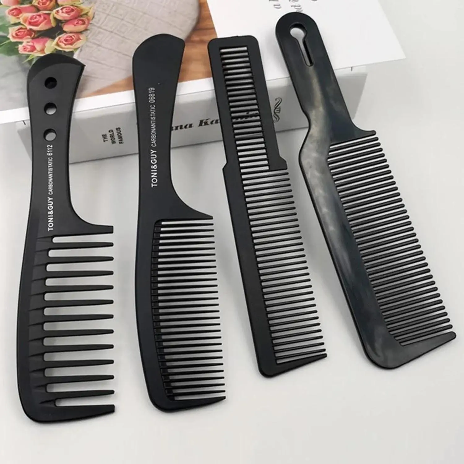 Hair Styling Comb Set, 4 Counts/set Anti-static Wide Tooth Combs, Professional Hair Styling Brushes for Salon Barber, Barber Fade Combs, Detangling Hairbrush, Hair Styling Tools