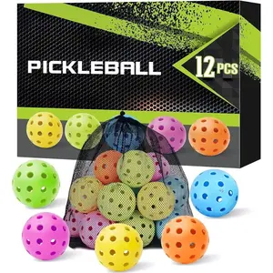 12 Pack Premium 40-Holes Colorful Outdoor Pickleball Balls, Meet USAPA Official Requirement, Perfectly Balanced, High Bounce True Flight, Durable Outdoor Pickleball Set