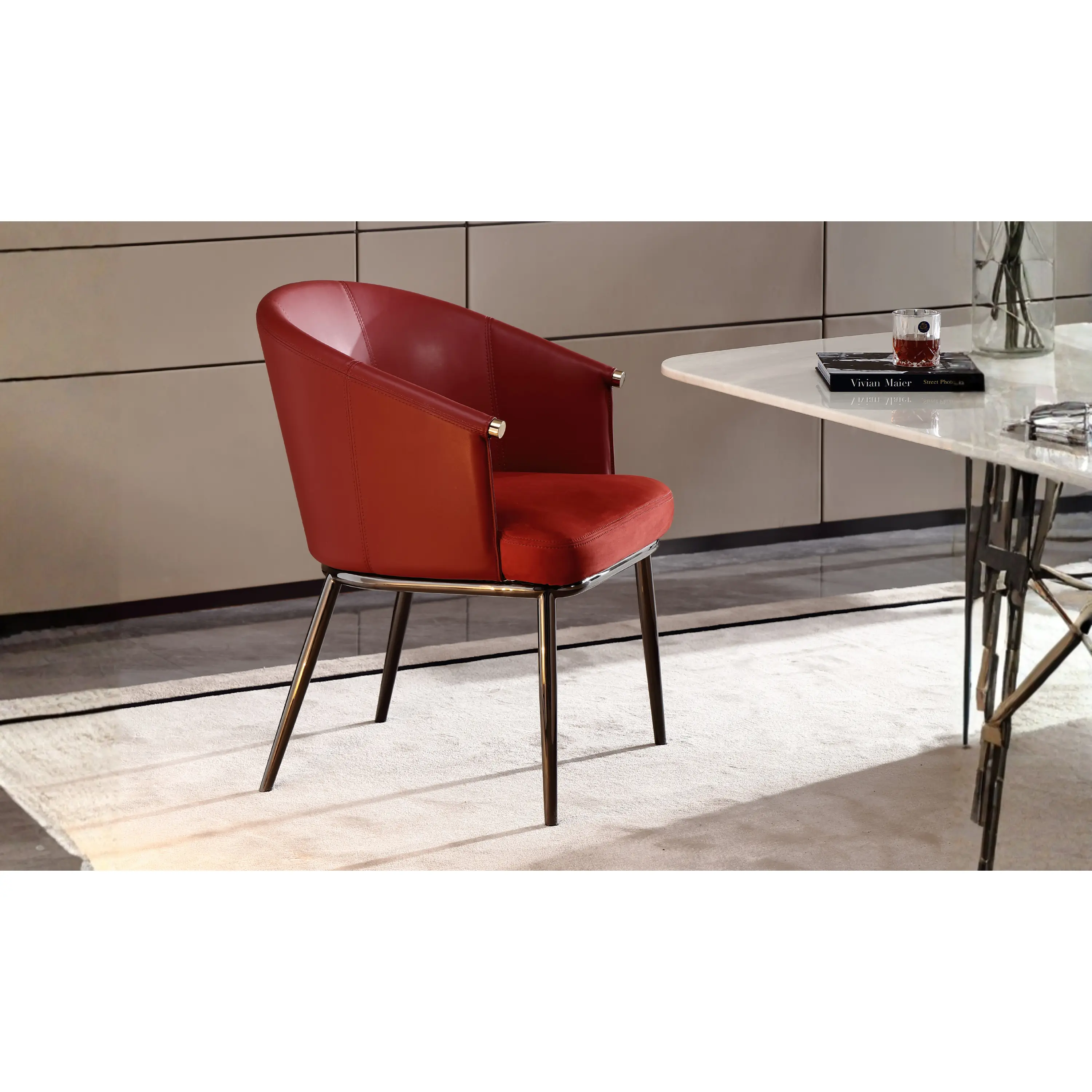 Klaussner Aureo Red Leather Dining Chair