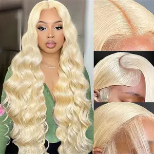 13x6 HD Transparent 613 Blonde Lace Frontal Human Hair Wigs 13x4 Body Wave Lace Front Wigs For Women 180% Density Pre Plucked