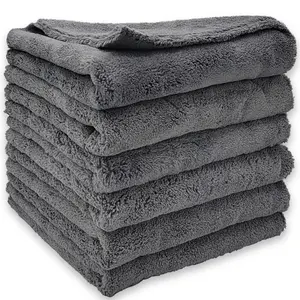 HOPLET Edgeless Microfiber Towels for Cars Wash 6 Pack 16"x16" Super Soft Car Drying Towel 550GSM Premium Water Absorption Polishing Detailing
