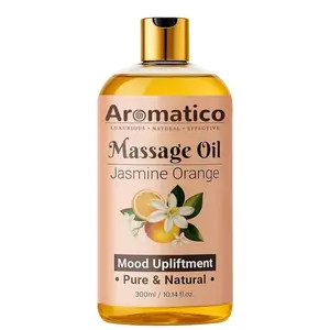 Aromatico Jasmine & Orange Massage Oil Infused With Sesame, Almond & Jojoba For Full Body Relaxation 10 Fl Oz