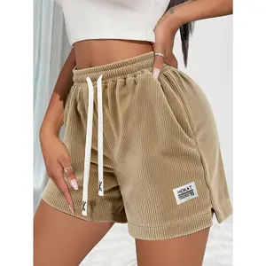 Women's Corduroy Shorts, Women's Drawstring Casual Shorts, Women's High Waist Lounge Shorts, Women's Corduroy Summer Shorts