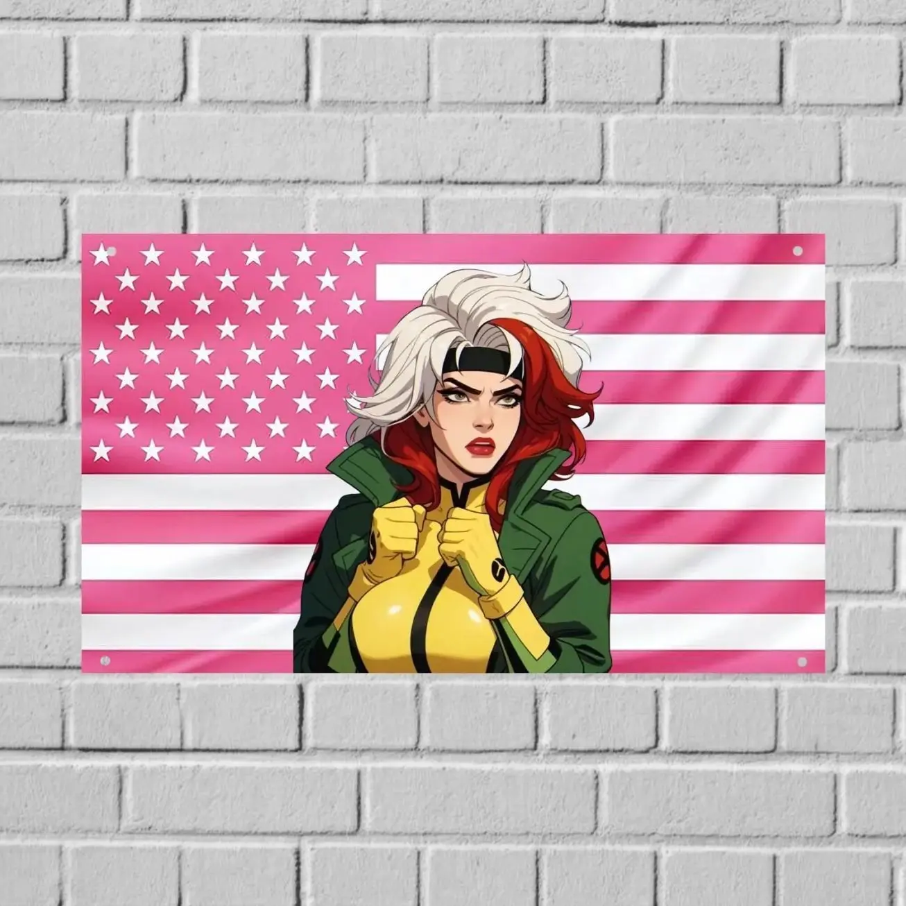 Rogue X-Men US Wall Tapestry Flag, Marvel Mutant Room Decor, Comic Bedroom Wall Art Dorm Banner