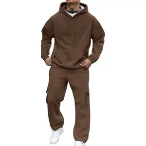 2026 Men'sSweatsuits2PieceSetFleeceHoodiesandCargoSweatpantsSetCasualAthleticTracksuitsWinterJoggingSuit, Effortless Style, Vacation Ready, Easy Wear, Relaxed Fit, On The Go, Stylish, Two Piece Set, Adjustable
