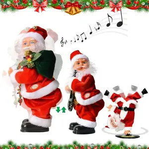 Electric Santa Claus, toys with music that sway the buttocks, guitar playing music, Christmas decorations, hip-hop Santa Claus, creative holiday gifts for singing and dancing, Battery Powered Ornament