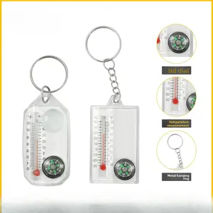 Compact Hiking Compass with Thermometer Keychain Lightweight Outdoor Navigation Equipment for Travelers