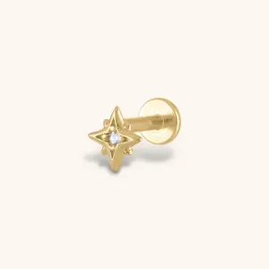North Star Threaded Flat Back Earring