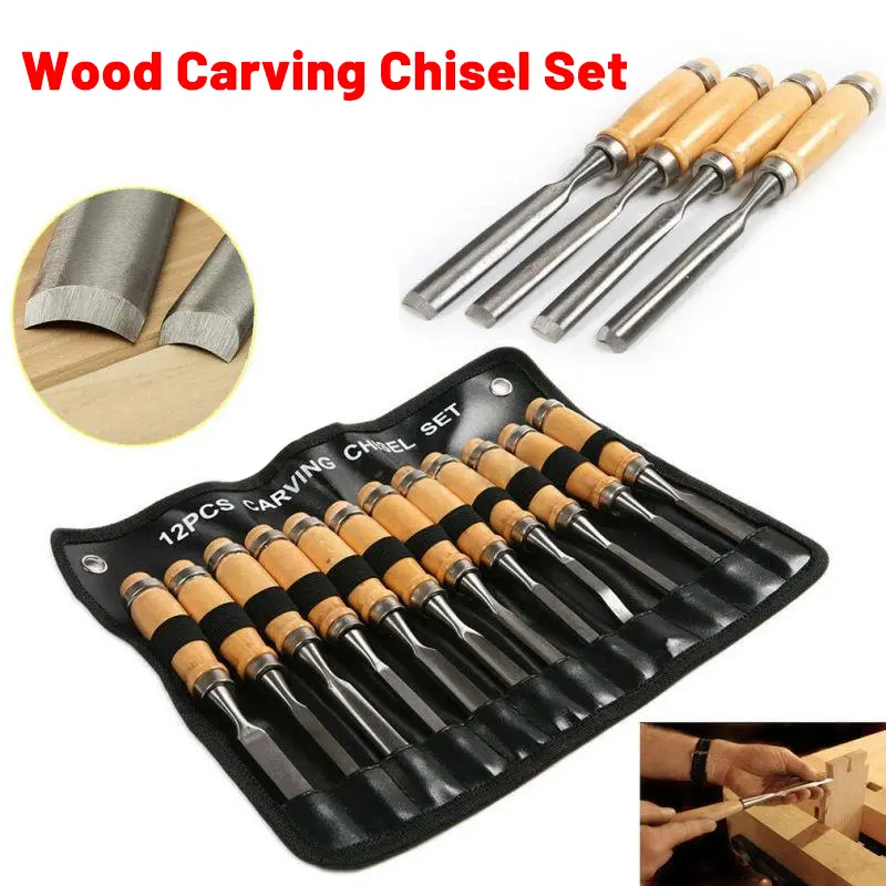 Professional Wood Carving Chisel Set - 12 Piece Sharp Woodworking Tools w/Carrying Case - Great for Beginners Gift，Gift for Father's Day,DIY Wood Carving Kit for Beginners
