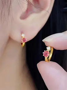 1 Pair Glamorous Cubic Zirconia Hoop Earrings Ear Hoops For Women For Wedding Engagement Anniversary Party Stylish Jewelry Valentine's Day Gift Fashion Earrings
