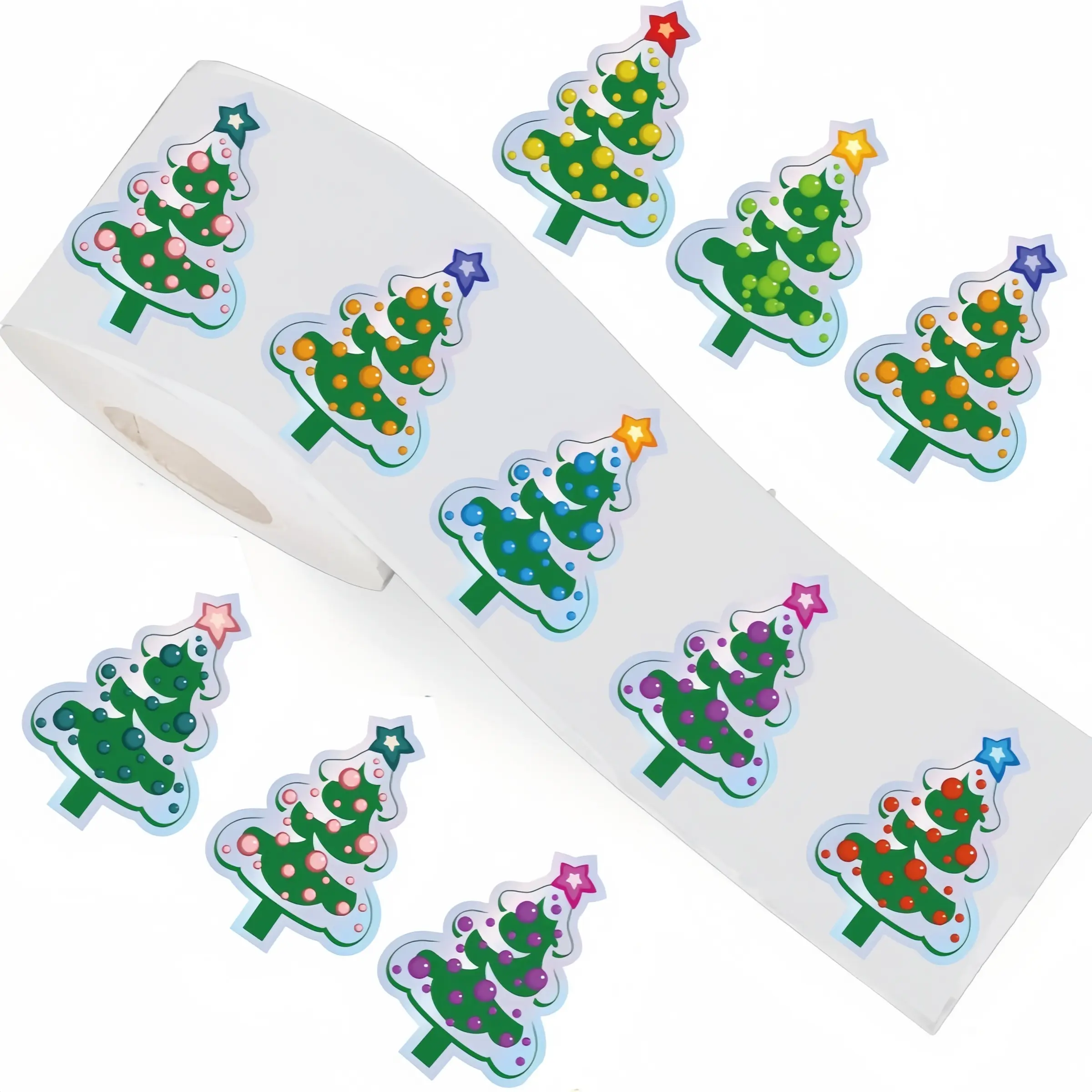 500 Christmas Tree Stickers for DIY Gifts & Baking, Holiday Sealing Labels for Wrapping & Stationery Decoration