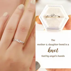 modmints Heart Knot Ring - Heart Design Ring, Hypoallergenic Artificial Gemstone Jewelry, Sentimental Accessory for Mother, Daughter, Hypoallergenic Ring,summerwins