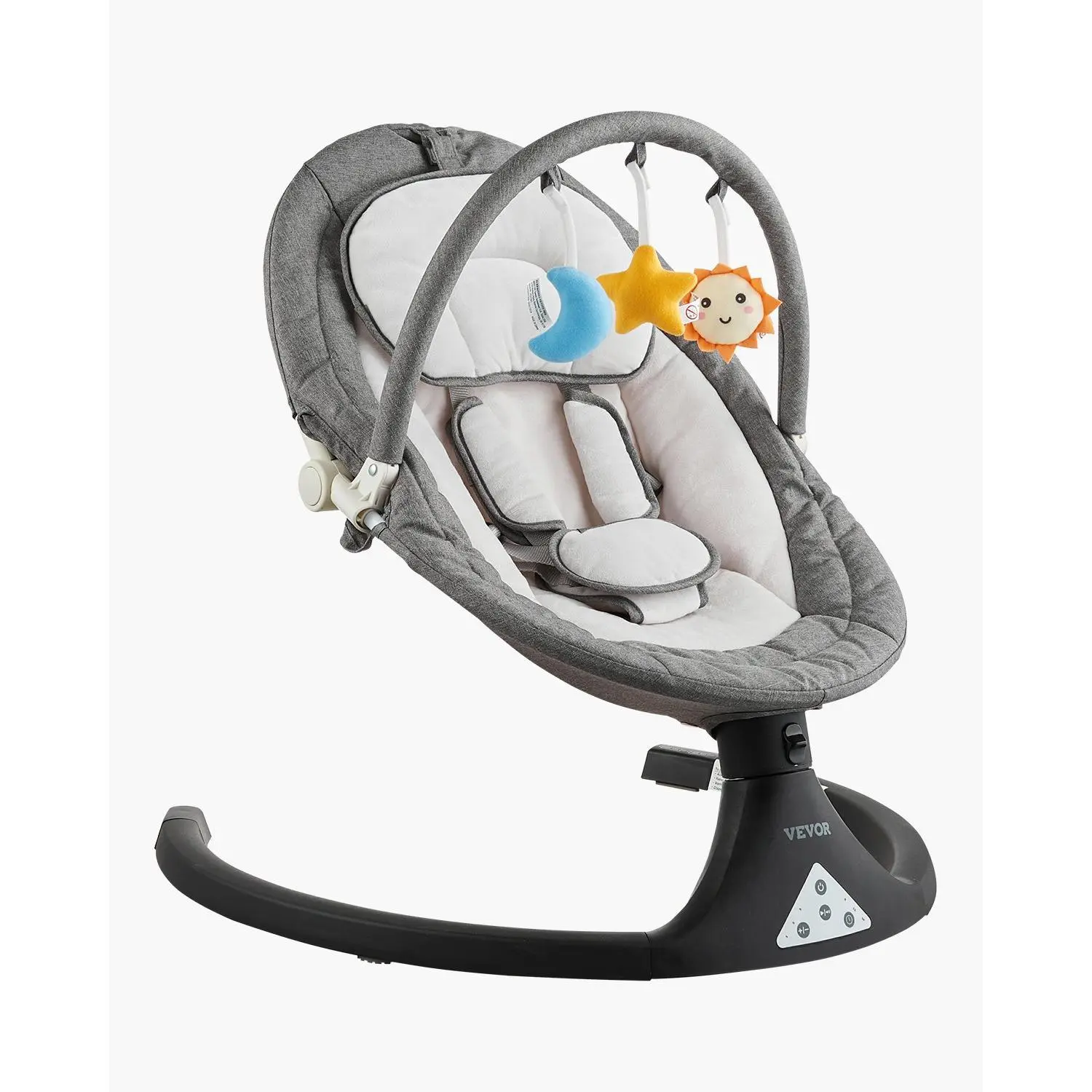 【DealsForYouDays】VEVOR Baby Swing, 5-Speed Infant Rocker with 3 Seat Positions, Headrest Cover, PVC Touch Panel, Remote Control, Bluetooth, 10 Lullabies & Toy Bar, Portable for 0-9 Months/0-20 lbs Infants