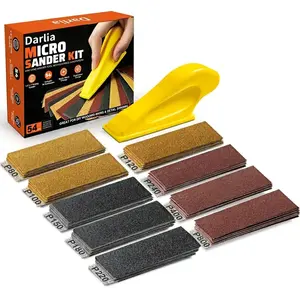 DARALIA 54PCS Premium Micro Sander, Detail & Mini Sander Block – Precision Small Hand Sanding Tool, 80–800 Grit Sandpaper Kit, 3-in-1 Set for Wood, Crafts, Furniture, Tight Spaces & DIY Projects