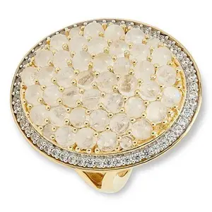 Rarities Fine Jewelry Rarities Rainbow Moonstone and White Zircon Oval Cluster Ring