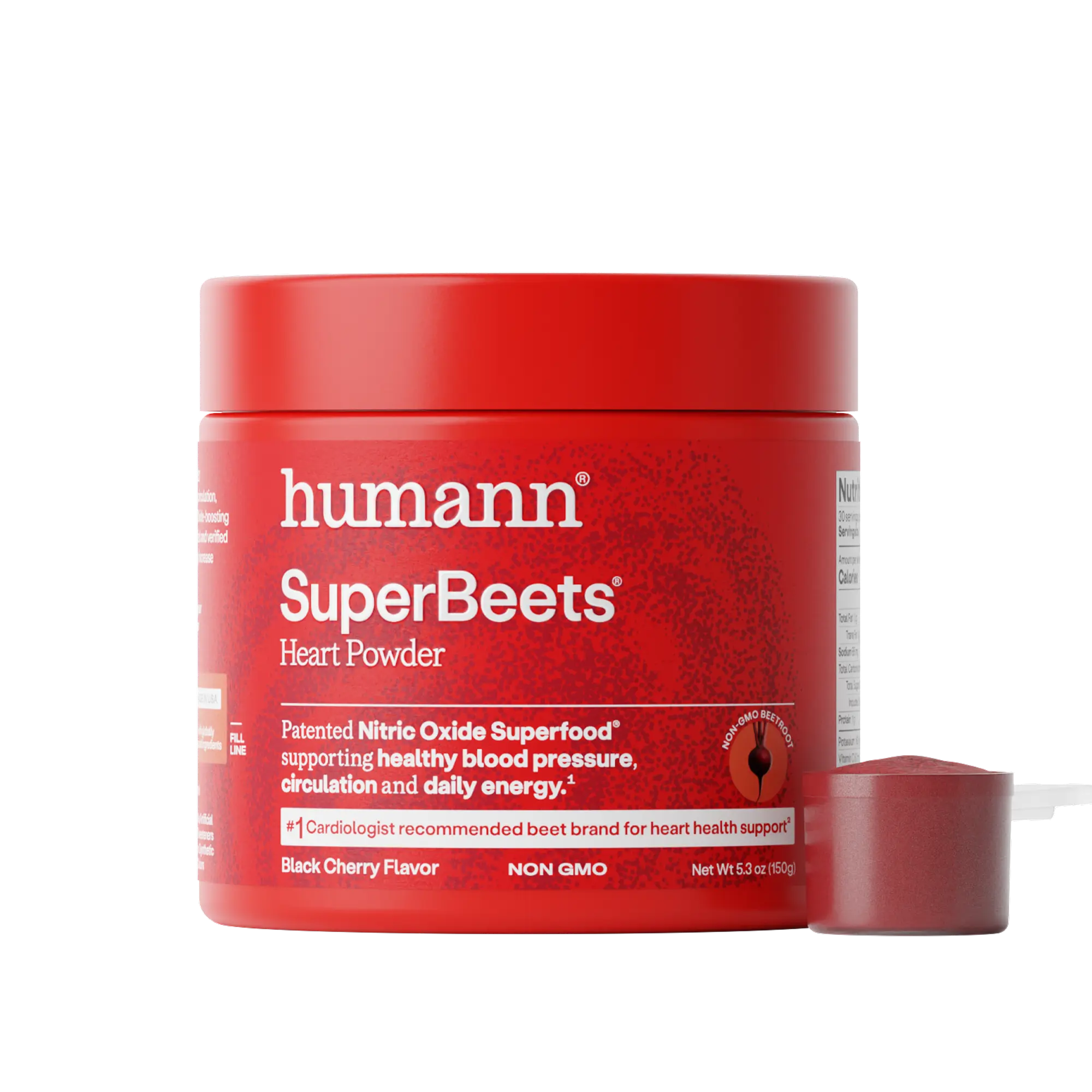 humann SuperBeets Heart Powder - Nitric Oxide Supplement for Heart Health and Energy, Black Cherry Flavor, 30 Servings Dietary Circulation