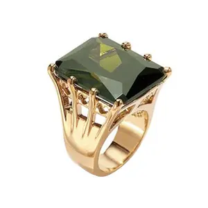 Large Exaggerated Square Zircon Crystal Women's Ring Cross-Border European and American Niche Design Sense Ring