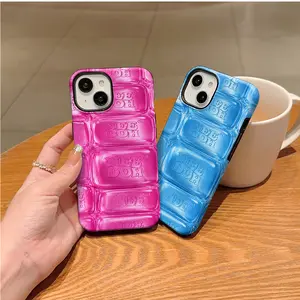 NeeDoh Cool Crush Ice Cube Phone Case 3D Visual Effect Bubble Glossy Protective Cover for iPhone 11-17 Pro Max Air 16 Plus Samsung S26-S21 IMD 2-in-1 Film Layer Phone Case Luxury Shockproof Full Coverage Protective Case Protection