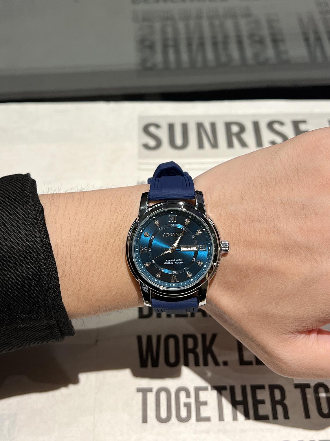 Men's Luxury Business Quartz Watch - Waterproof Luminous Date Display with Premium Silicone Strap, Stylish Sport Wristwatch