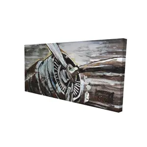 360 Stand 24x48 in. Airplane Propeller Canvas Photo Wall Print - Artistic Industrial Aviation Home Decor Decoration, Home Supplies Posters & Prints, High Def