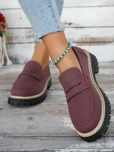 Women's Thick Sole Loafers Comfortable Shoes Wide Fit Round Toe Slip-On Casual Modern Style All Seasons Footwear