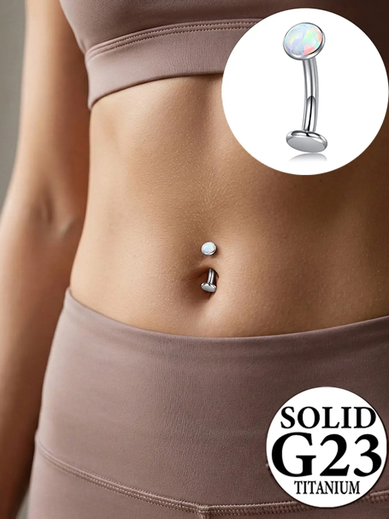 14G Titanium Floating Maternity Belly Button Rings for Women Flat Back Belly Rings 10mm Navel Rings Opal Belly Piercing Jewelry Body Jewelry Body Jewellery